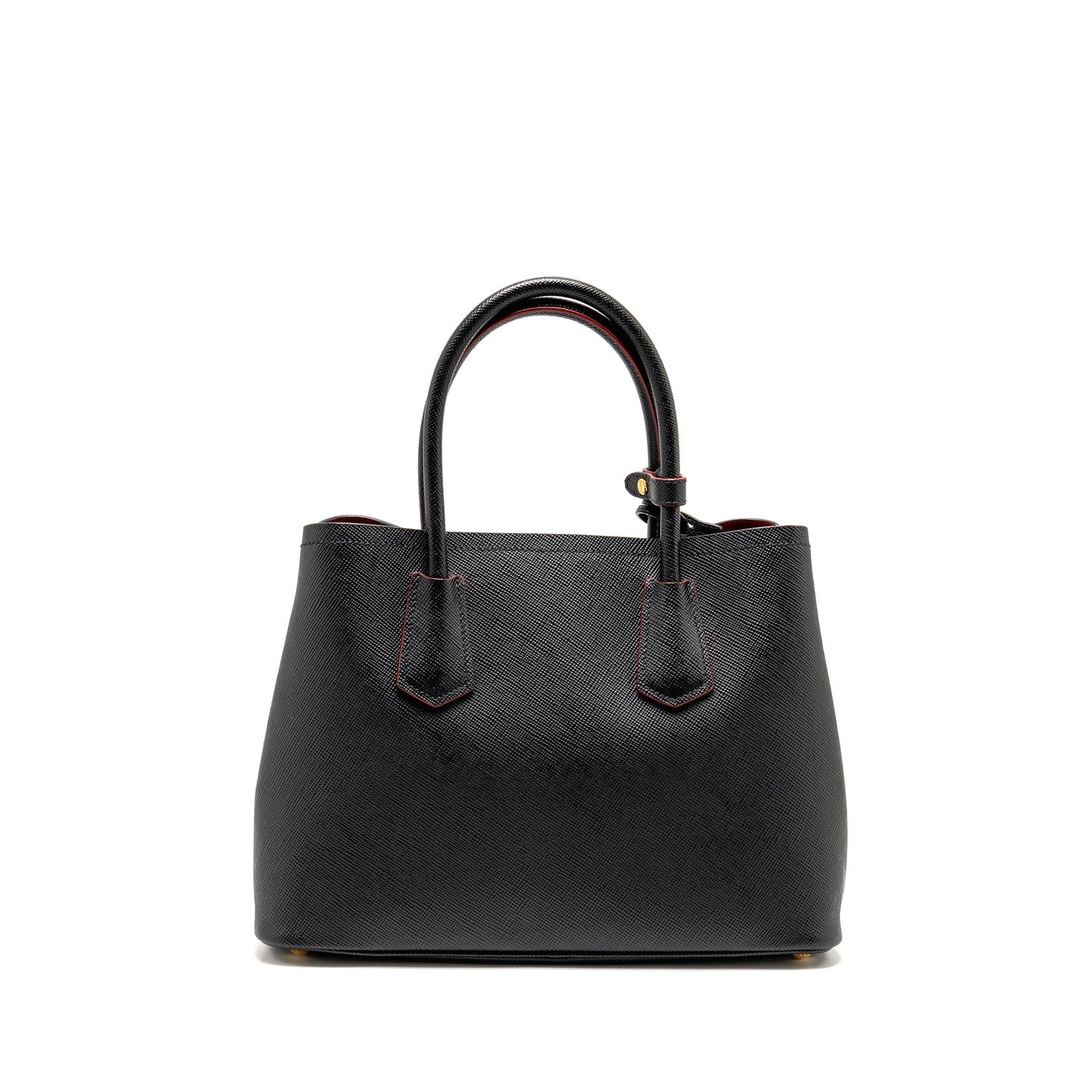Prada Medium Saffiano Cuir Tote Bag Leather Black/Fuoco GHW