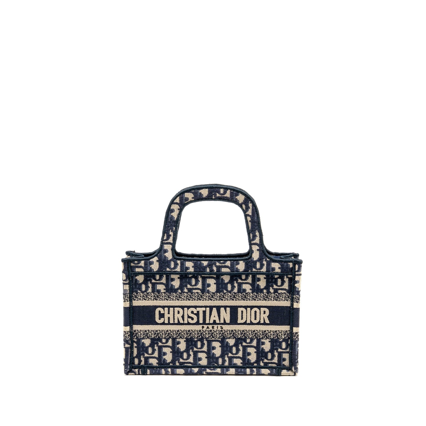 Dior Mini Book Tote Bag Blue Oblique Embriodery