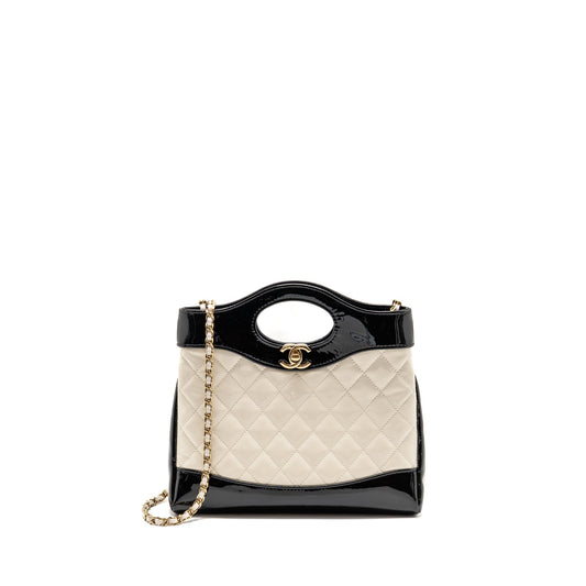 Chanel Mini 31 Bag Patent Black / White LGHW (Microchip)