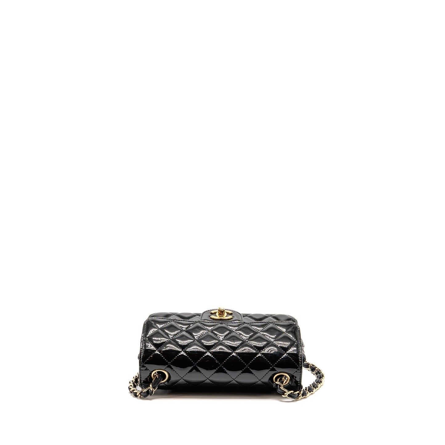 Chanel Mini Rectangular flap bag patent leather black GHW