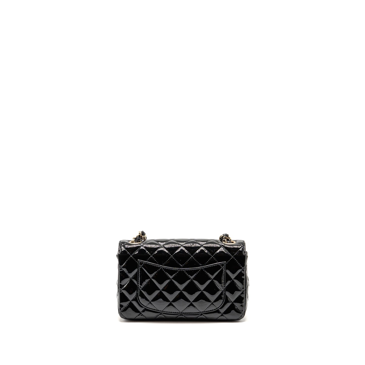 Chanel Mini Rectangular flap bag patent leather black GHW