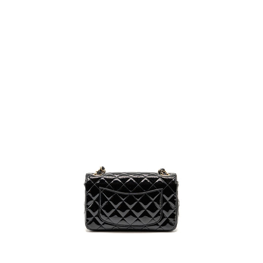 Chanel Mini Rectangular flap bag patent leather black GHW