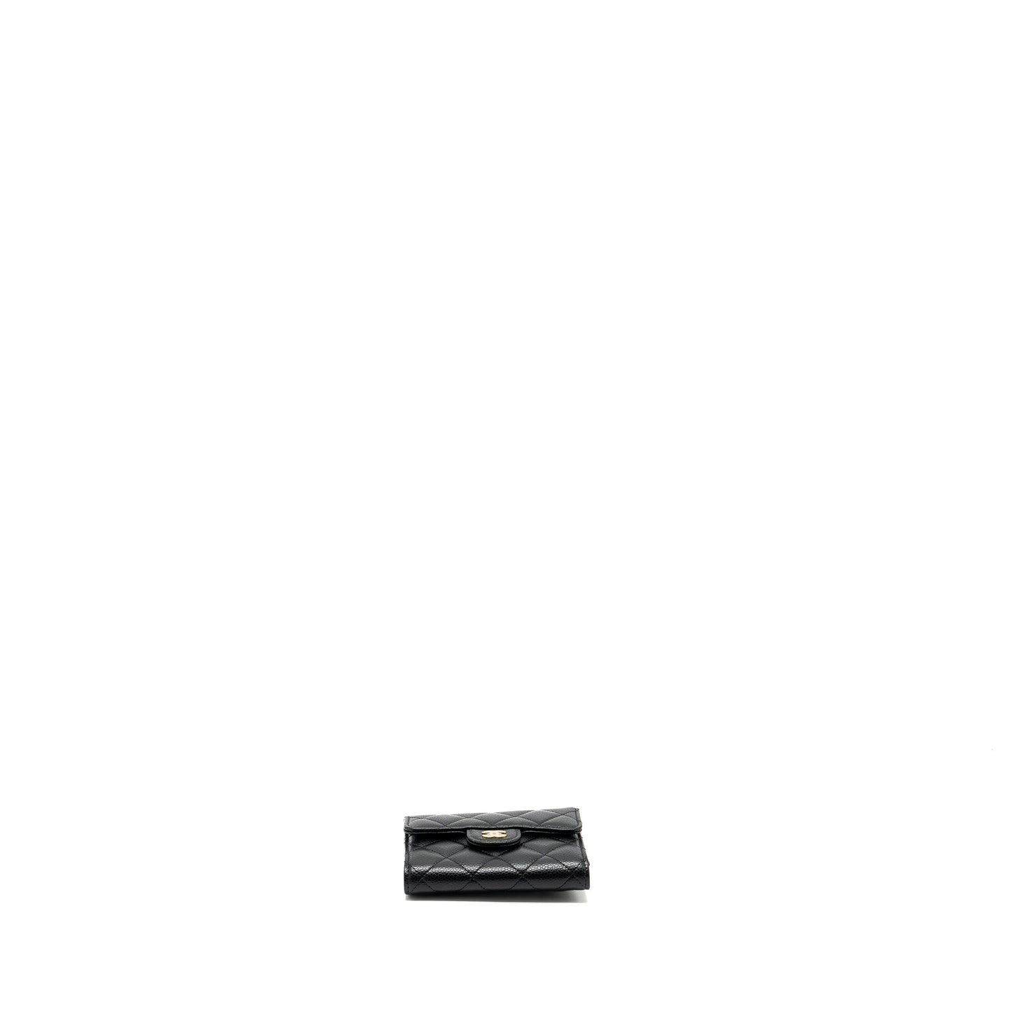 Chanel classic compact wallet caviar black GHW (microchip)