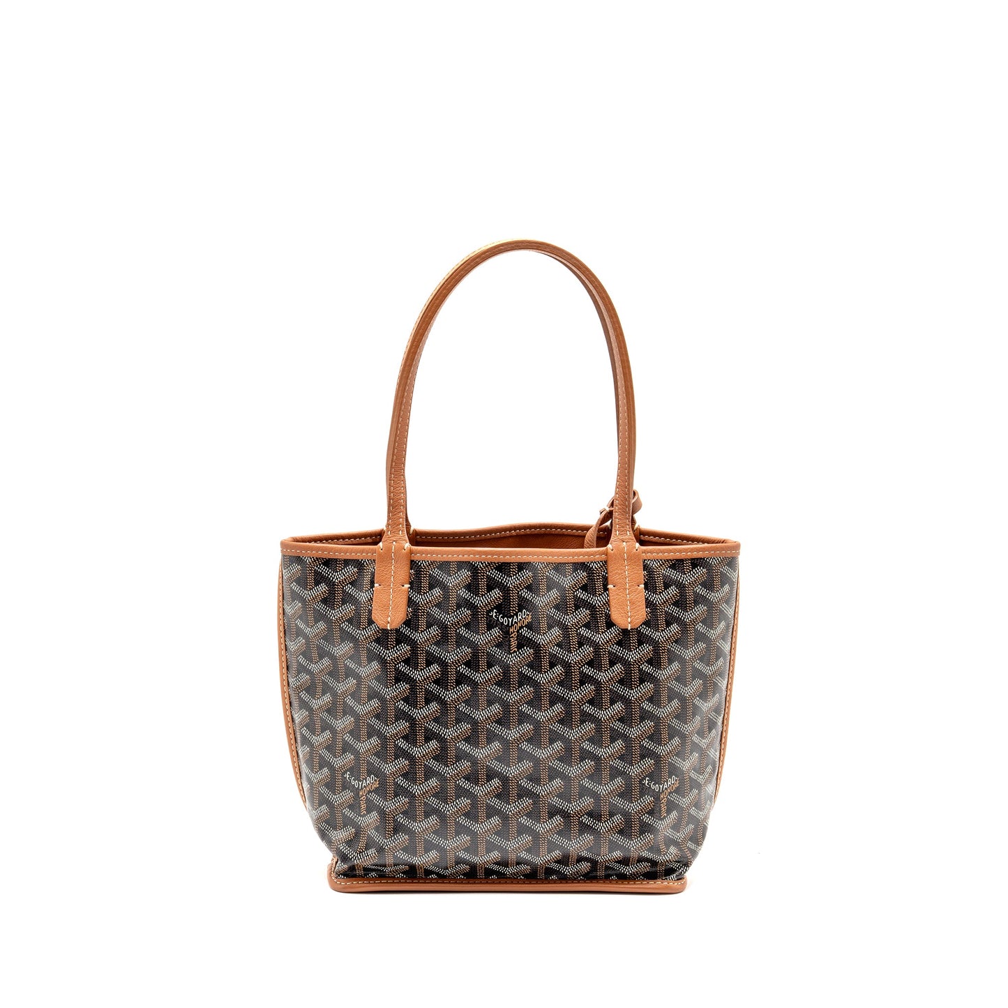 Goyard Mini Anjou Tote Goyardline Canvas/Leather Tan/Black SHW