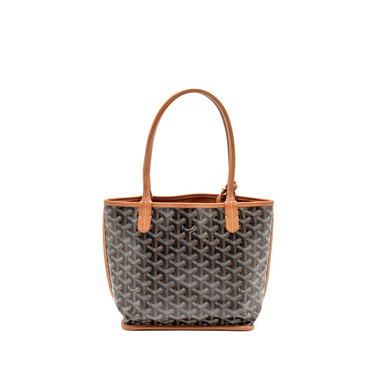 Goyard Mini Anjou Tote Goyardline Canvas/Leather Tan/Black SHW