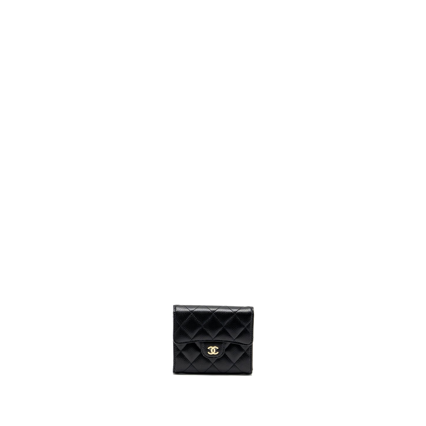 Chanel classic compact wallet caviar black GHW (microchip)