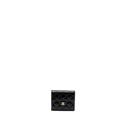 Chanel classic compact wallet caviar black GHW (microchip)