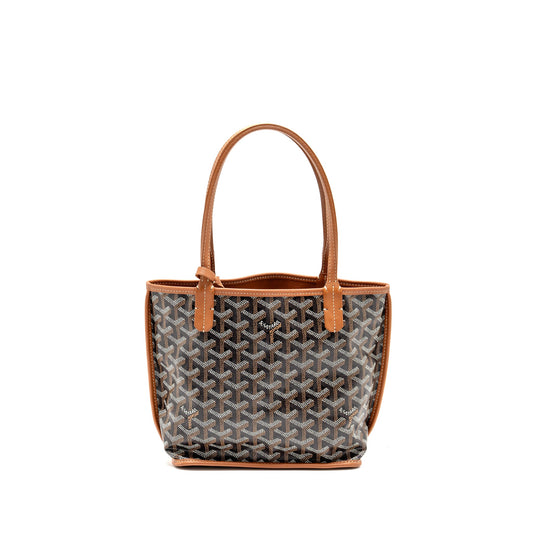 Goyard Mini Anjou Tote Goyardline Canvas/Leather Tan/Black SHW