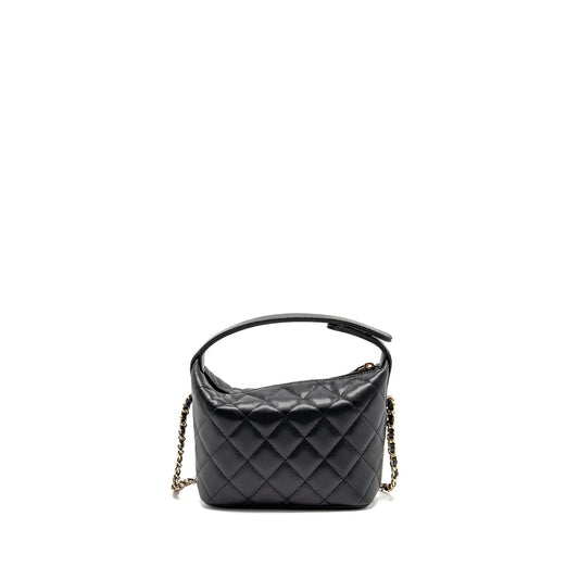 Chanel 25c Detail CC Logo Quilted Hobo Bag caviar black LGHW (microchip)