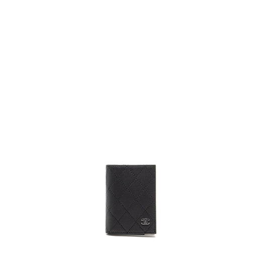 Chanel Quilted CC Card Holder Calfskin Black with Black Hardware (Microchip)
