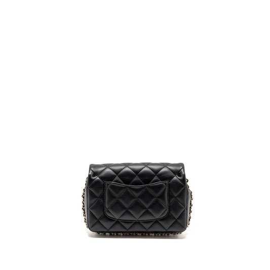 Chanel Quilted Flap Bag with Pearl Detailed Chain Lambskin Black LGHW