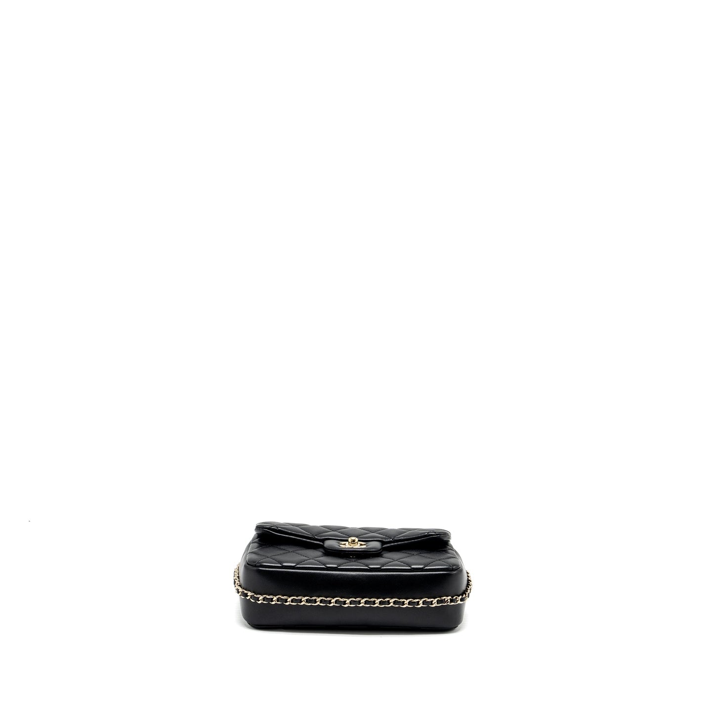 Chanel quilted flap bag with pearl chain lambskin black LGHW