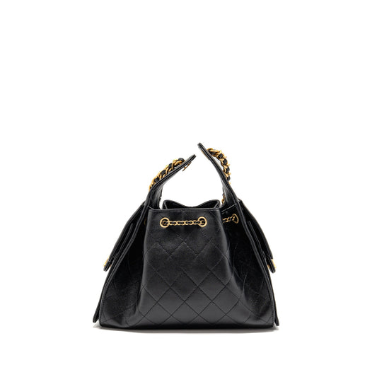 Chanel 25 Small Handbag Grained Calfskin Black GHW (Microchip)