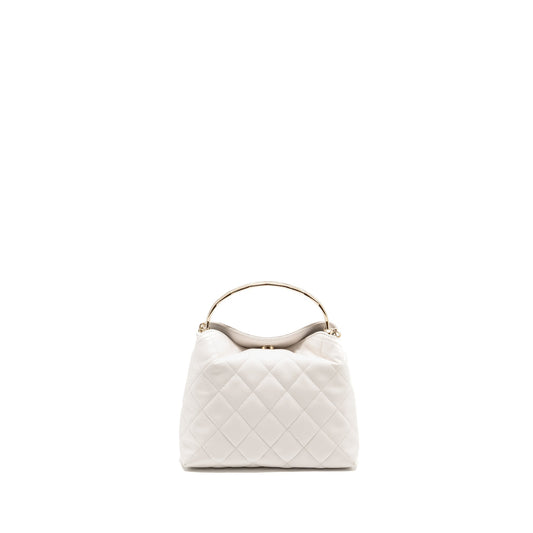 Chanel 25S Coco Crush Handle Bag Caviar White LGHW (Microchip)