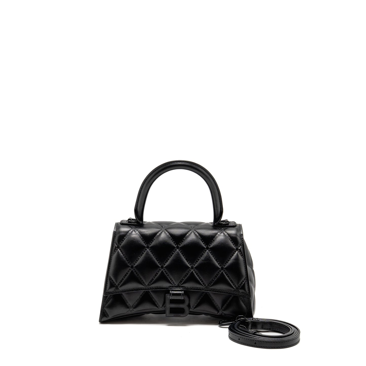 Balenciaga Small Hourglass Bag Quilted Calfskin So Black