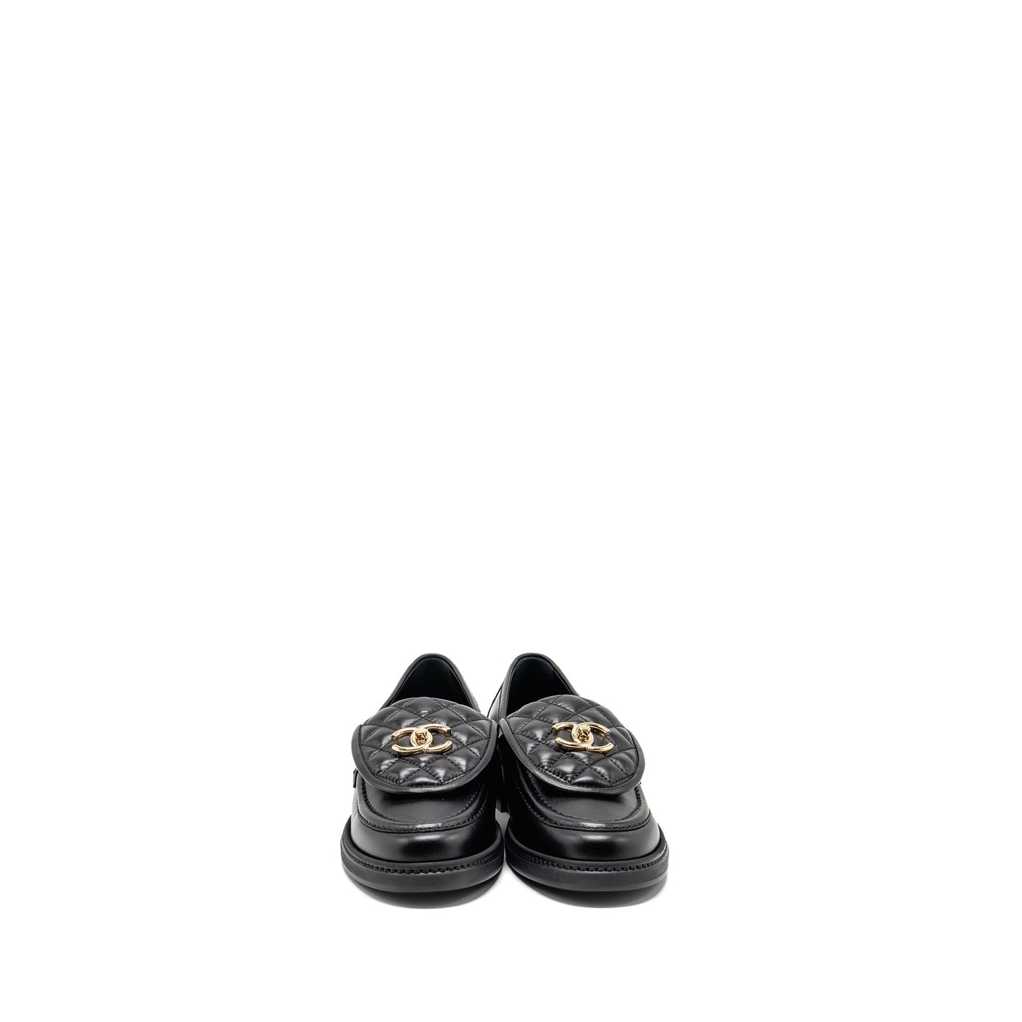 Chanel Size 39 Turnlock Loafer Lambskin Black LGHW