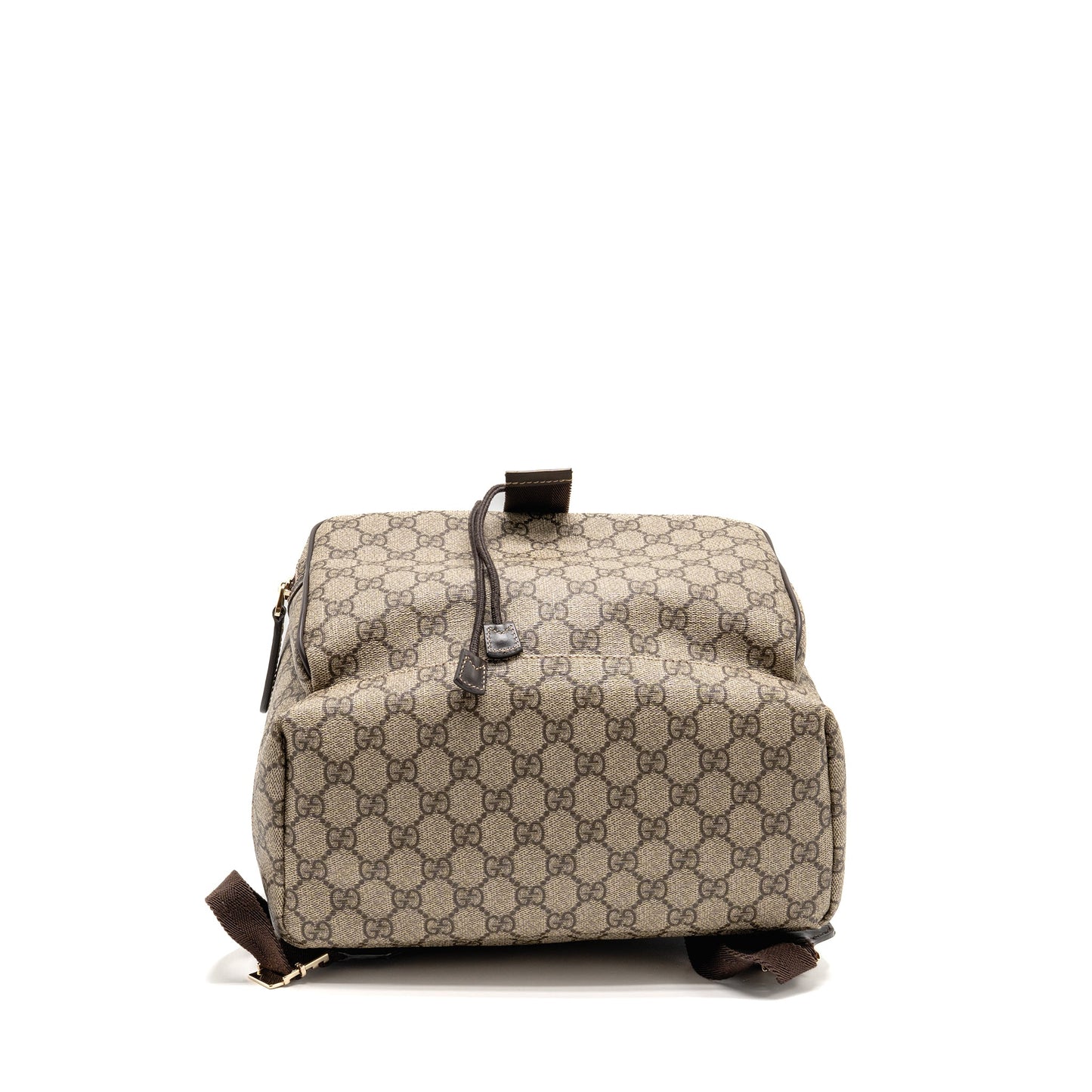 Gucci Single Buckle Backpack GG Supreme Canvas Brown SHW
