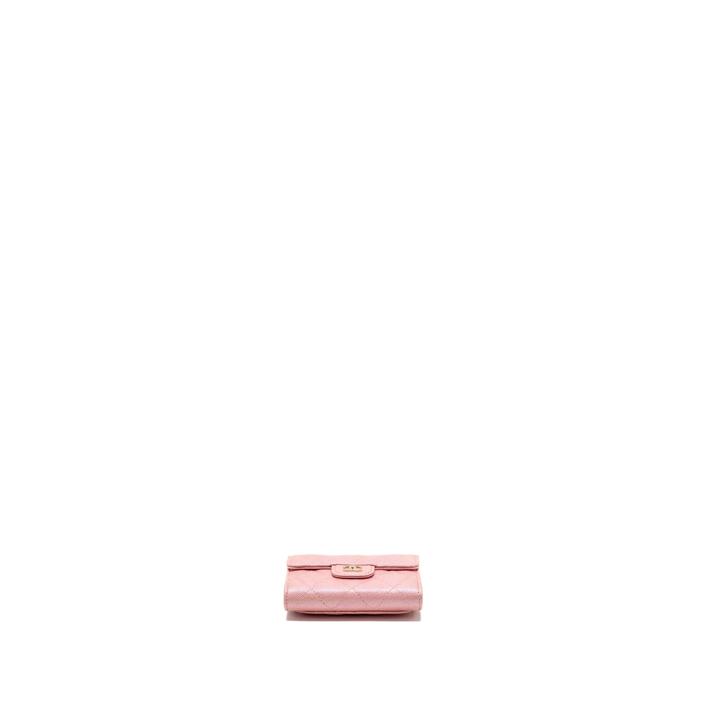 Chanel Quilted flap card holder with chain caviar pink LGHW