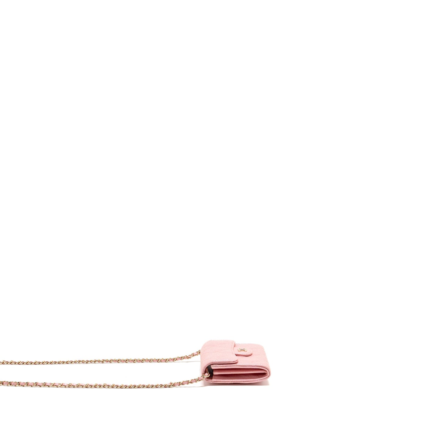 Chanel Quilted flap card holder with chain caviar pink LGHW