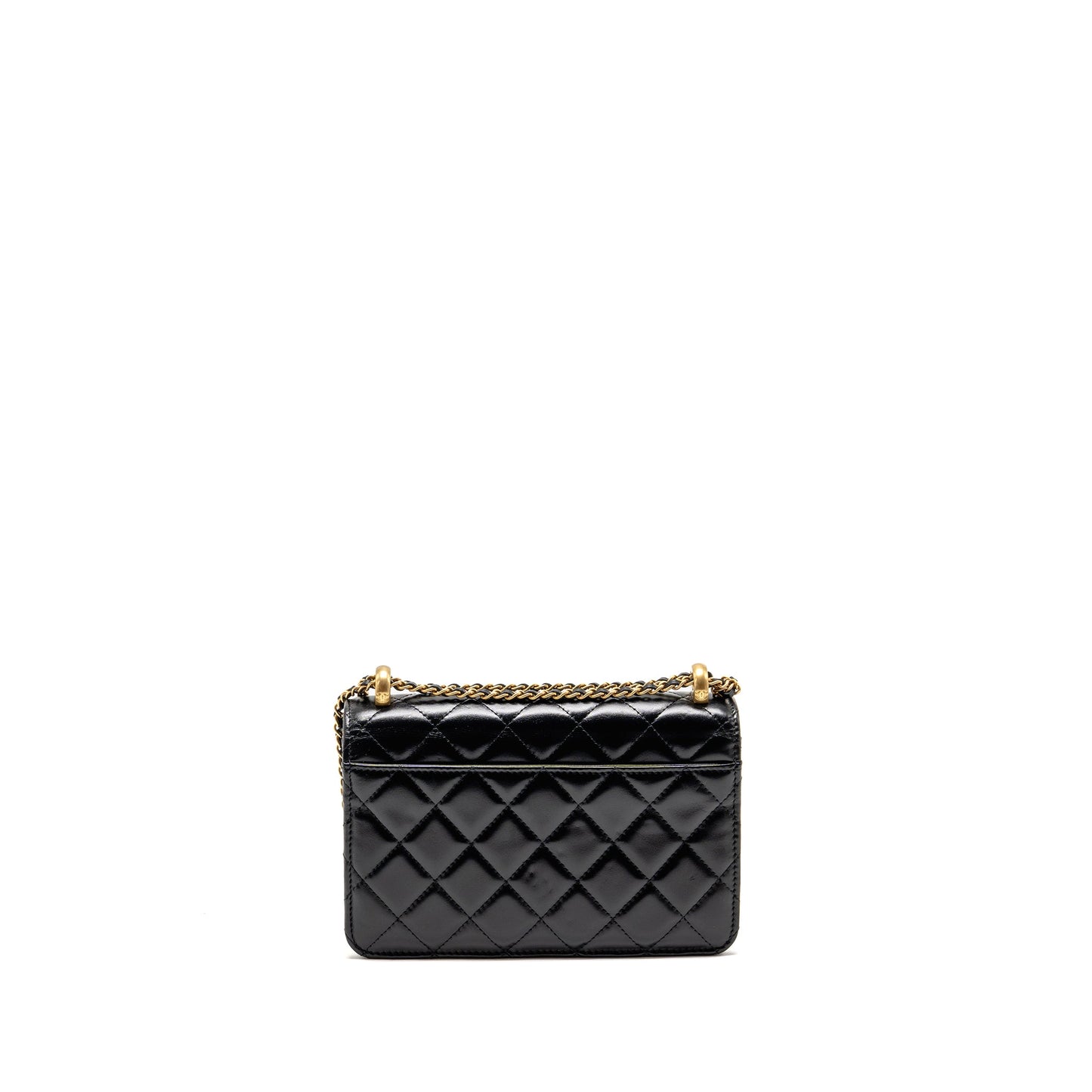 Chanel Gold Crush Wallet On Chain Calfskin Black GHW (Microchip)