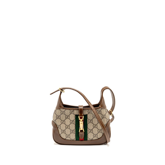 Gucci Jackie 1961 Mini Shoulder Bag GG Supreme Canvas/Calfskin BROWN/Multicolour GHW