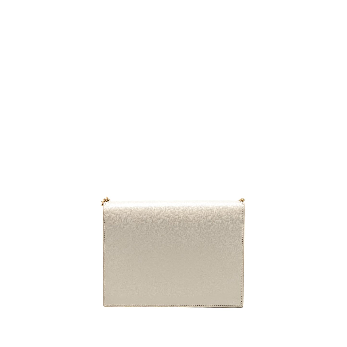 Saint Laurent/YSL Cassandra Chain Wallet Grained Calfskin Creamy White GHW