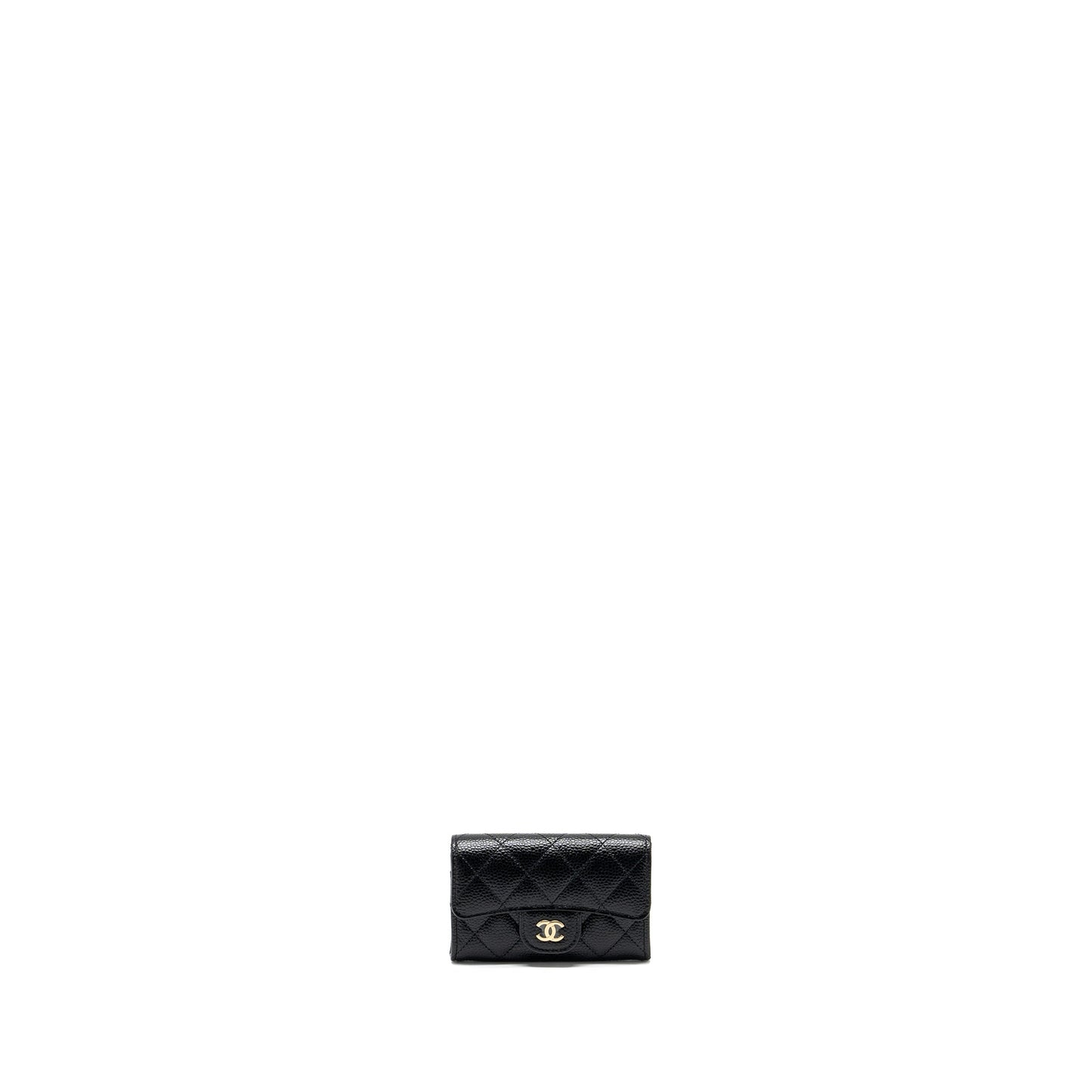 Chanel classic flap card holder caviar black GHW (microchip)
