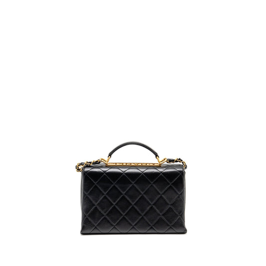 Chanel Mini Trendy Spirit Top Handle Flap Bag Lambskin Black GHW