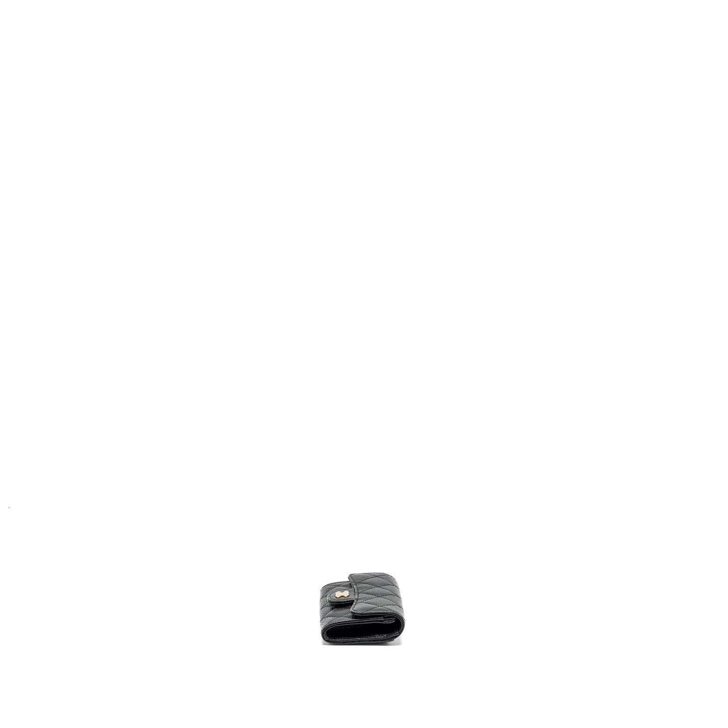 Chanel classic flap card holder caviar black GHW (microchip)