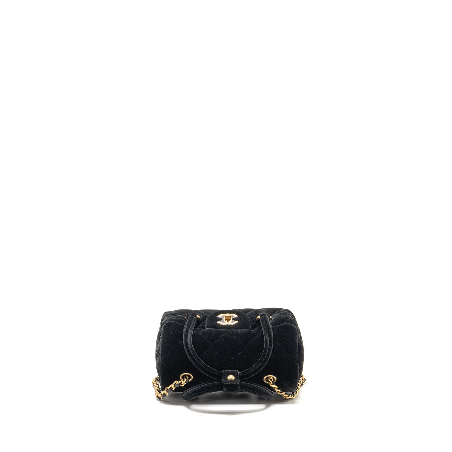 Chanel mini bowling clutch with chain velvet black GHW (microchip)