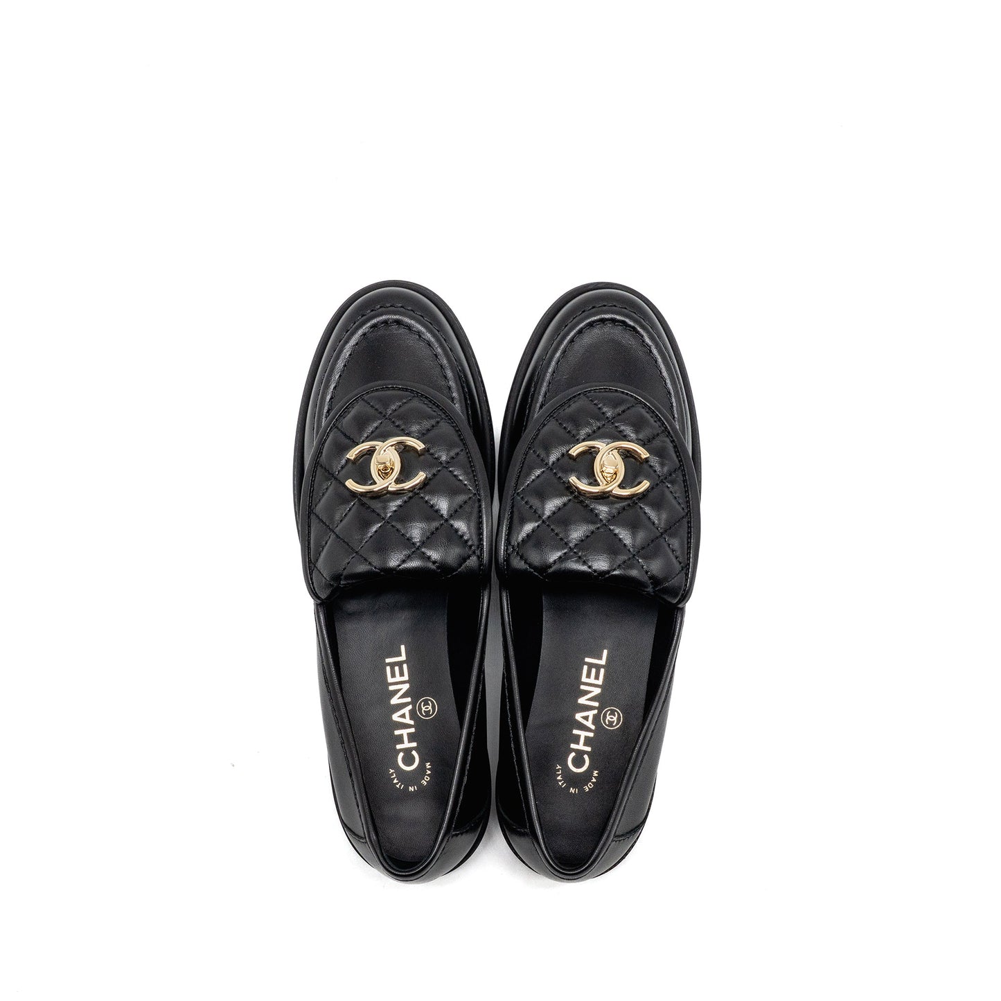Chanel Size 39 Turnlock Loafer Lambskin Black LGHW