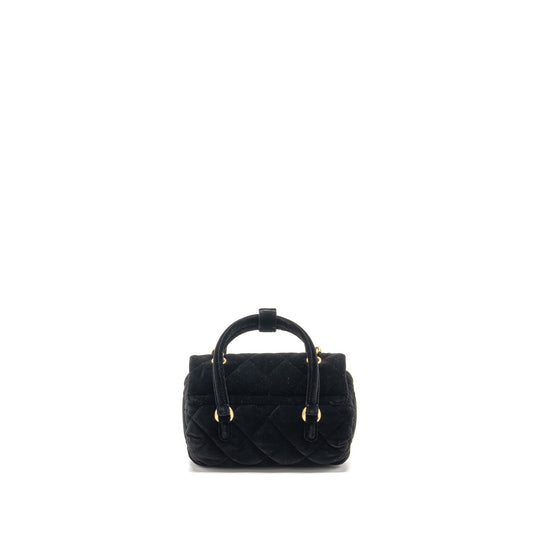 Chanel mini bowling clutch with chain velvet black GHW (microchip)