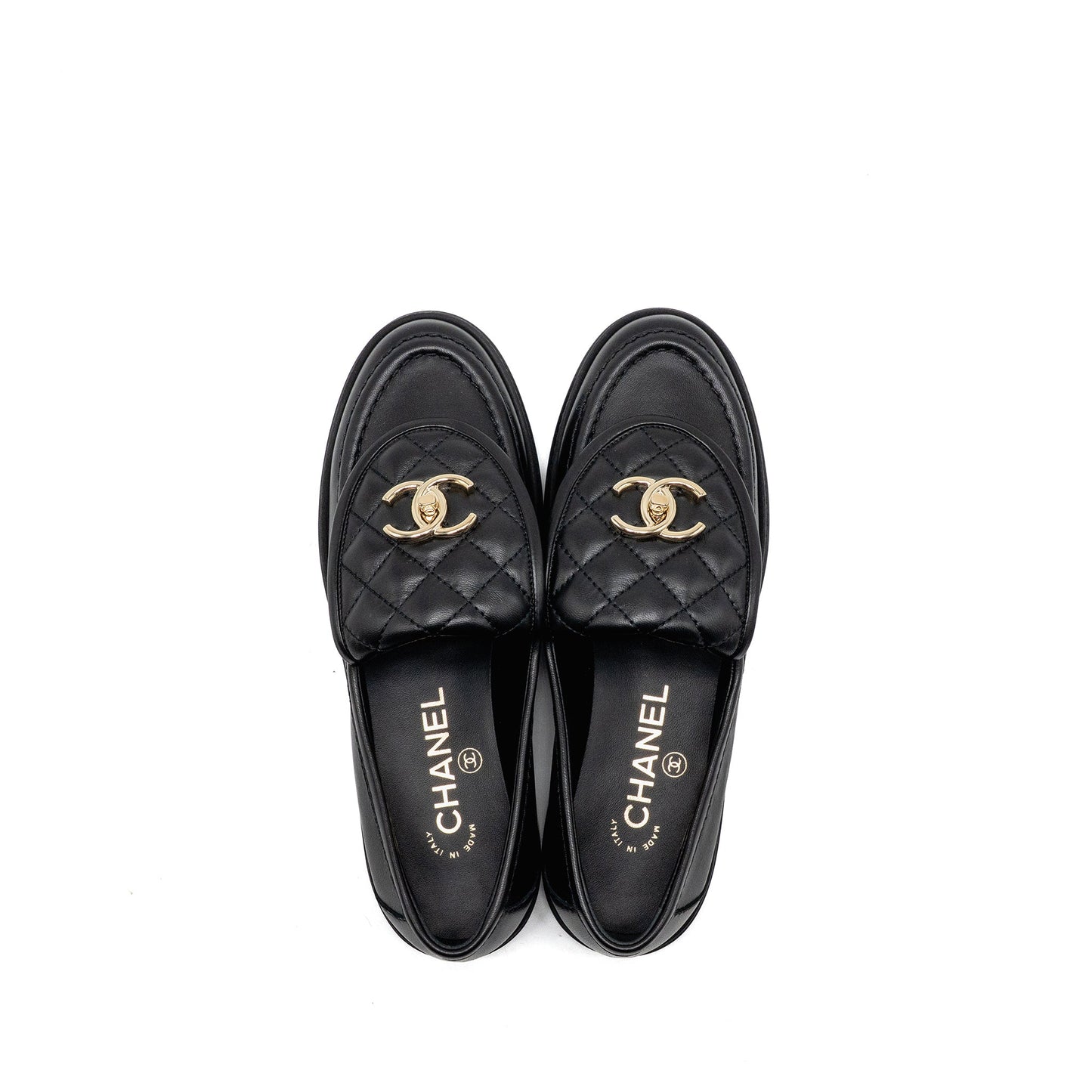 Chanel Size 36 Turnlock Loafer Lambskin Black LGHW