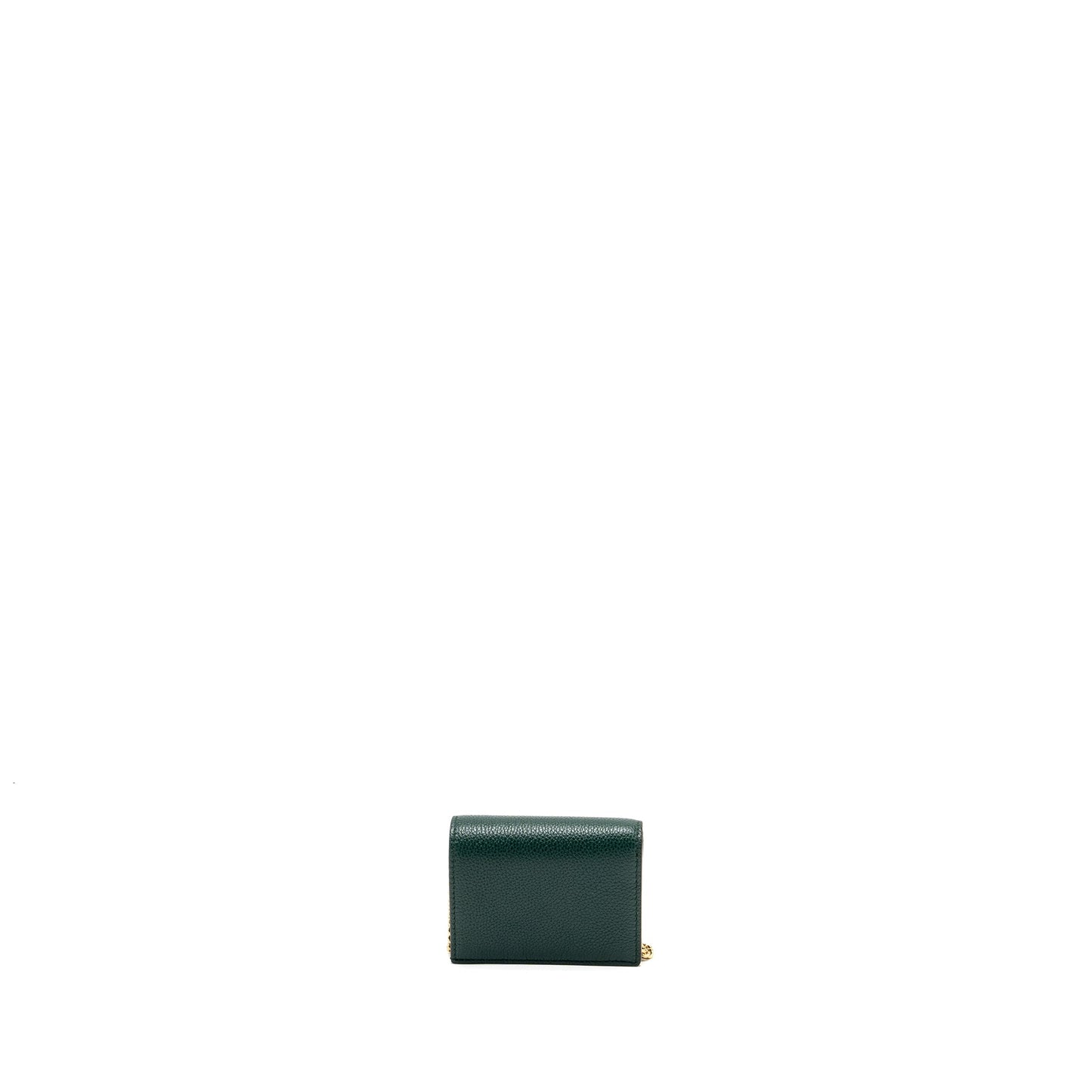 Gucci zumi mini wallet with chain calfskin dark green GHW