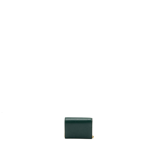 Gucci zumi mini wallet with chain calfskin dark green GHW