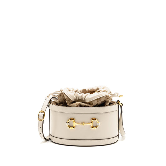 Gucci Horsebit 1955 Bucket Bag Calfskin/Canvas Beige/White GHW