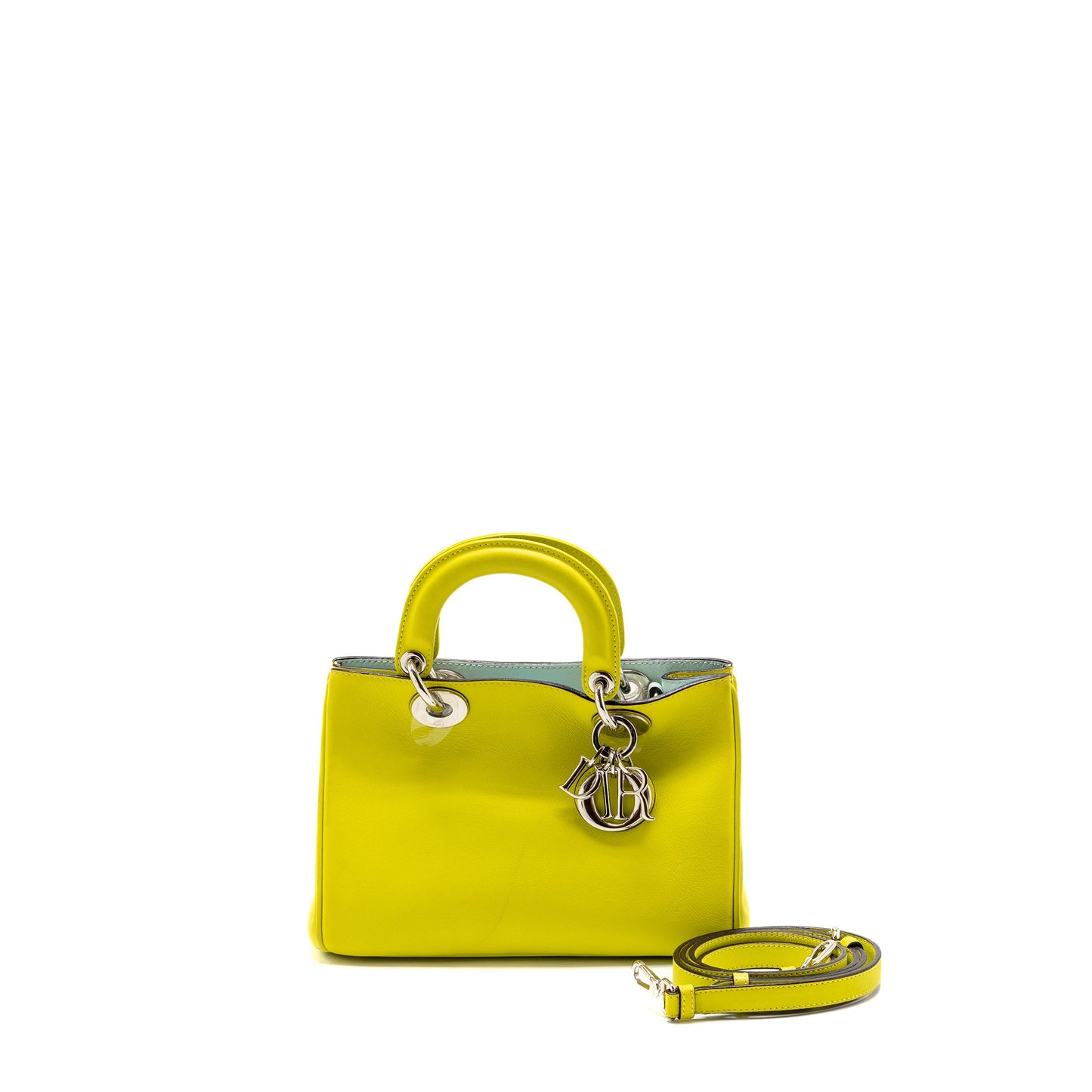 Dior mini Diorissimo bag calfskin yellow/blue SHW