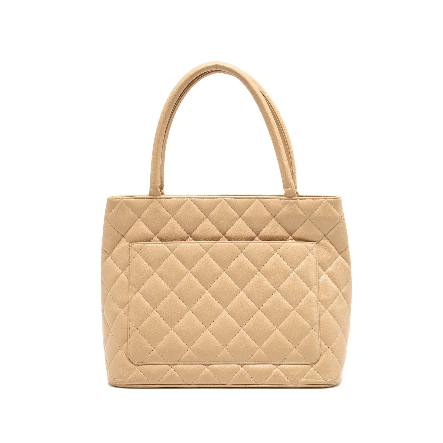 Chanel Vintage Medallion Tote Bag Caviar Beige GHW