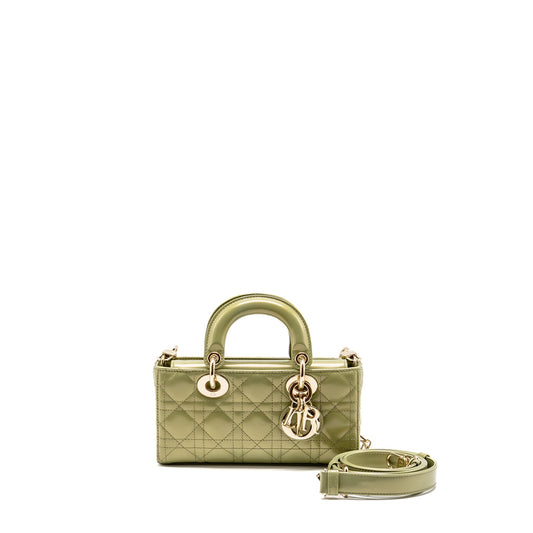 Dior Small Lady D-Joy Bag Cannage Patent Leather Iridescent Green LGHW