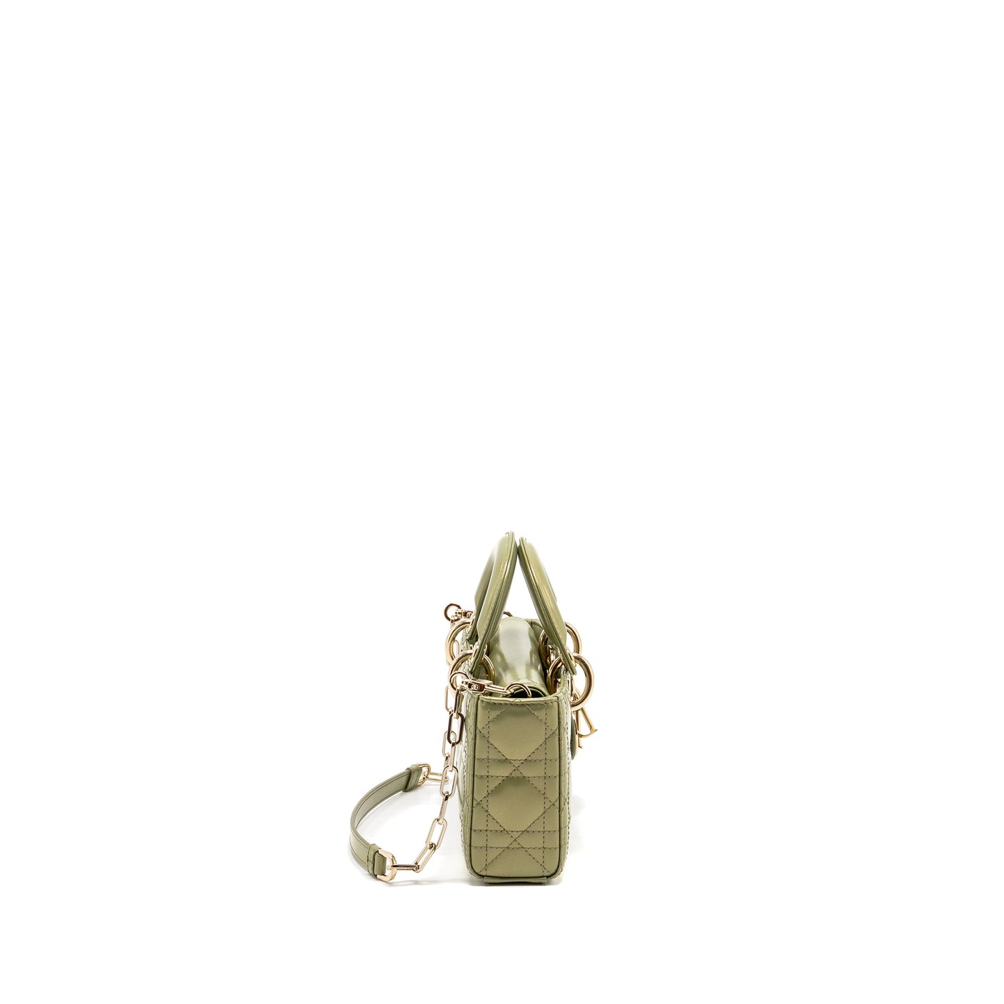 Dior Small Lady D-Joy Bag Cannage Patent Leather Iridescent Green LGHW