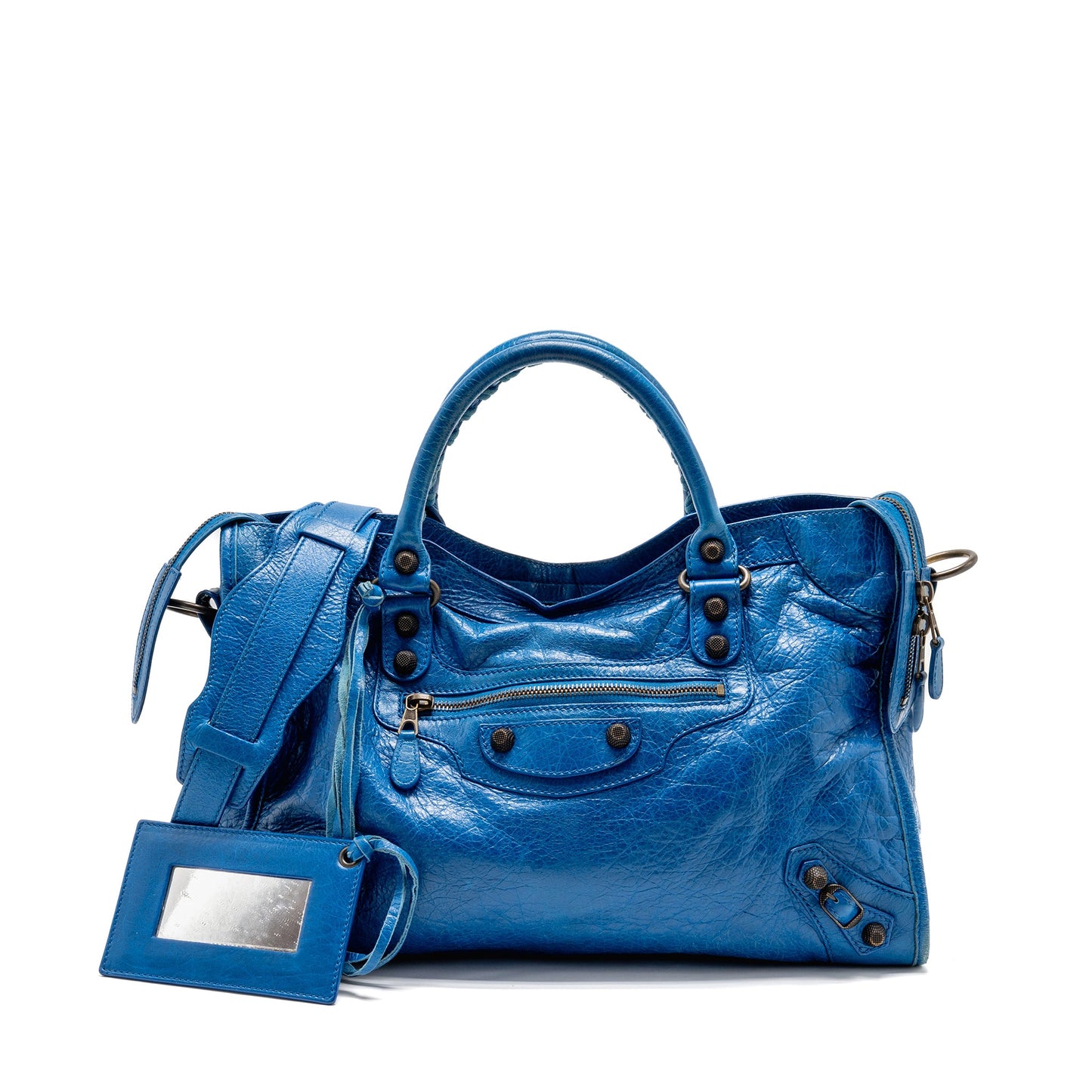 Balenciaga classic city bag Lambskin blue Ruthenium SHW