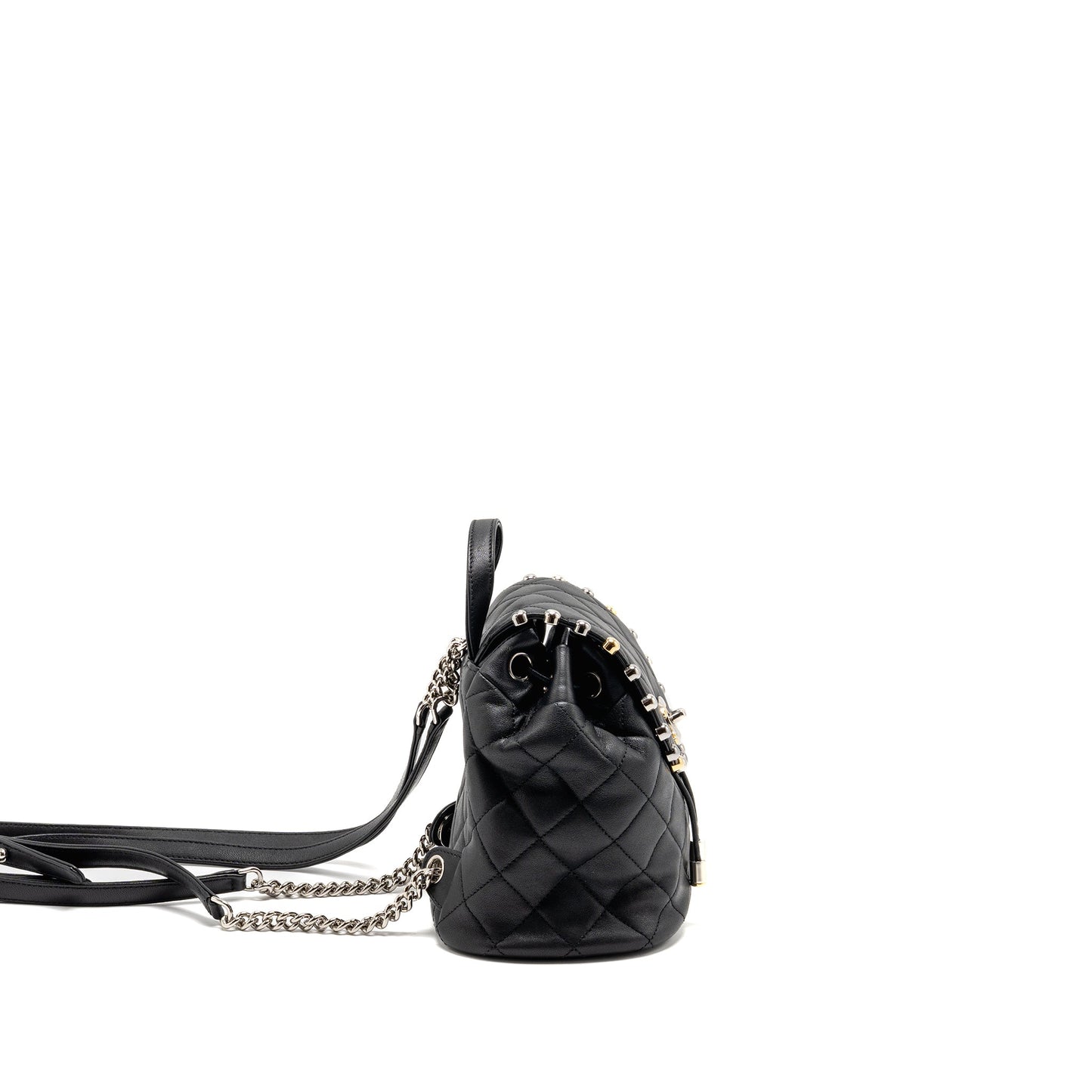 Chanel Quilted Metallic Bubble Backpack Lambskin Black Multicolour Hardware