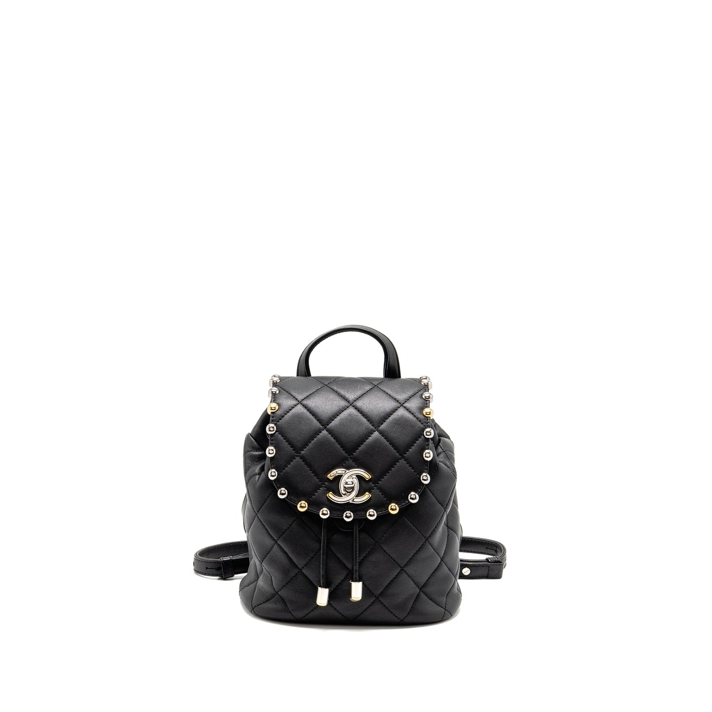 Chanel Quilted Metallic Bubble Backpack Lambskin Black Multicolour Hardware