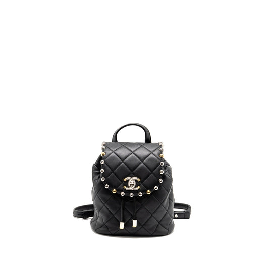 Chanel Quilted Metallic Bubble Backpack Lambskin Black Multicolour Hardware
