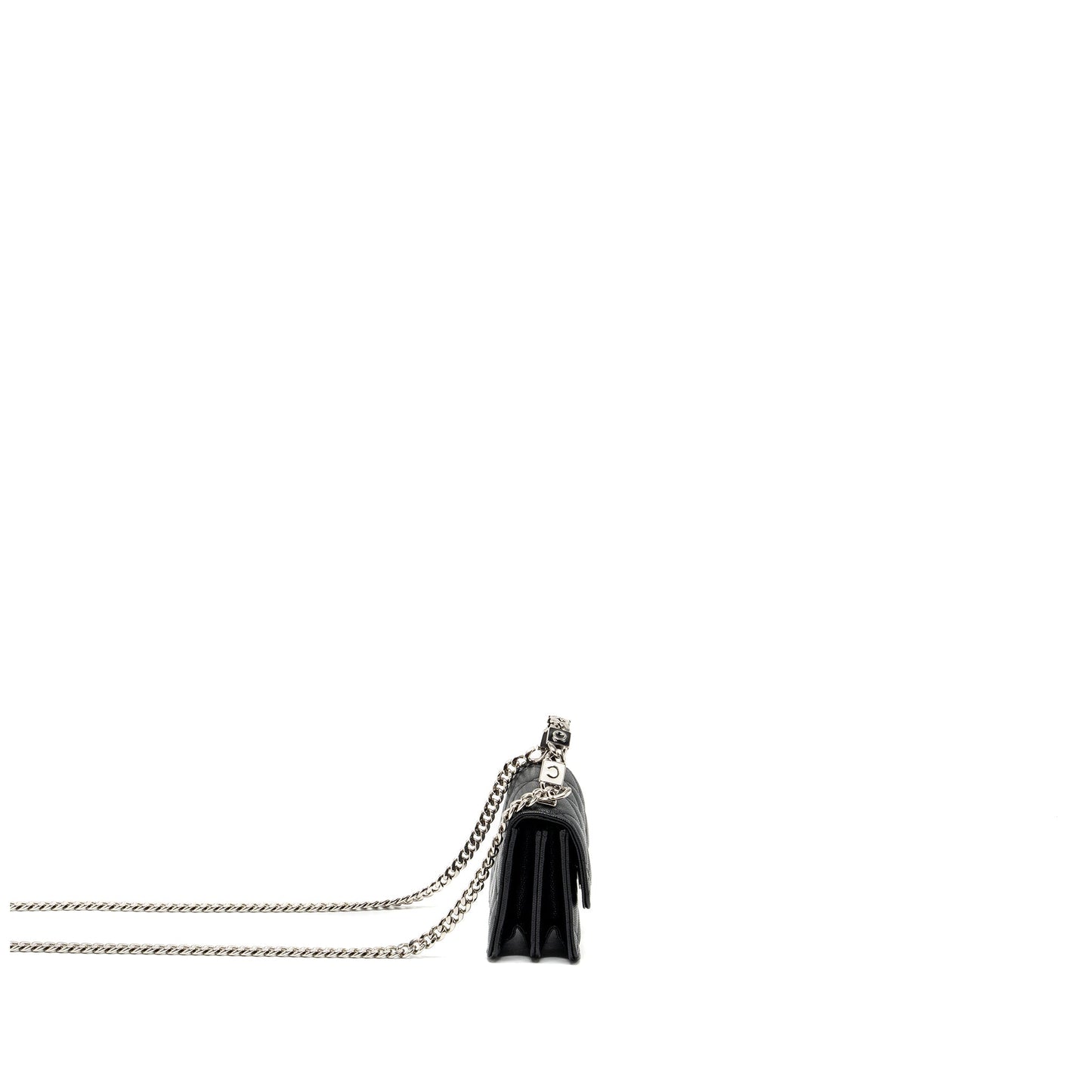 Chanel 22S coco lettering MINI flap bag with enamel top handle caviar black SHW