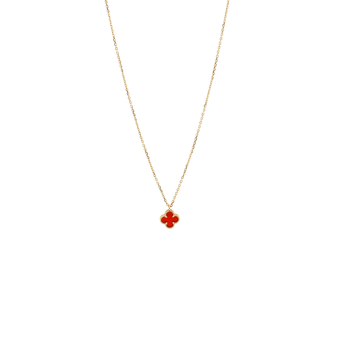 Van Cleef & Arpels Sweet Alhambra Pendant Carnelian Rose Gold