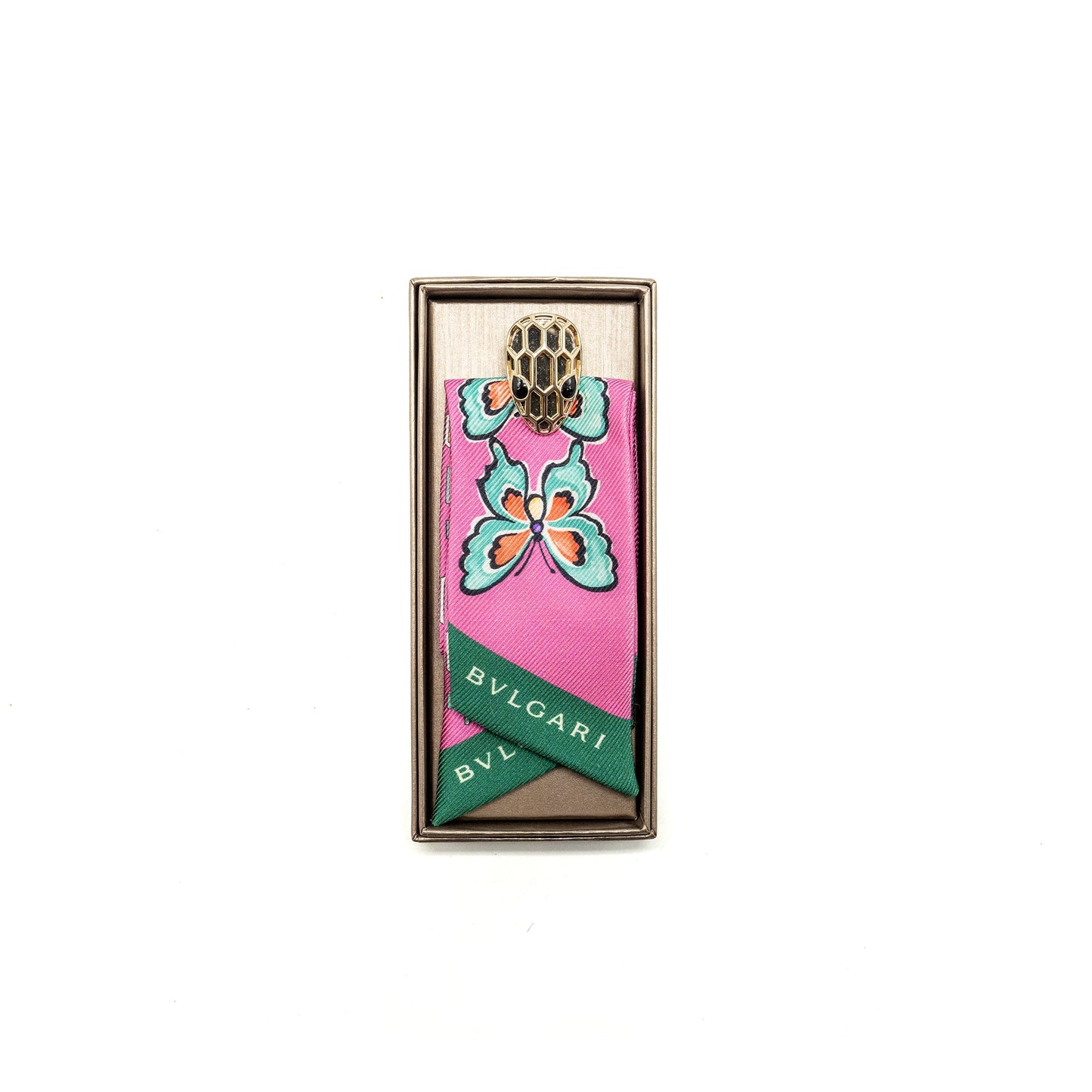 Bvlgari Tie Me B Fly Silk Twilly Pink/Multicolour