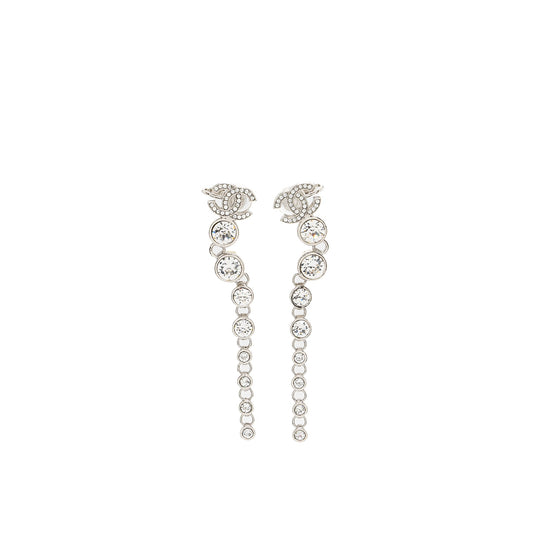 Chanel CC logo Crystal Drop Earrings SHW