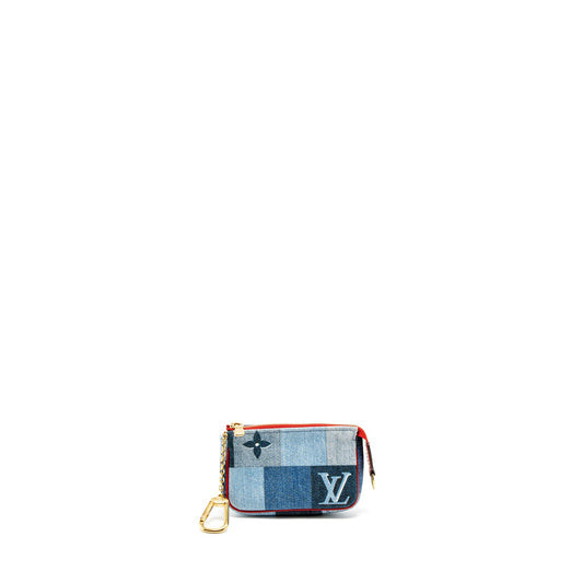 Louis Vuitton Limited Edition Rouge Micro Pochette Monogram Jacquard Denim Blue GHW