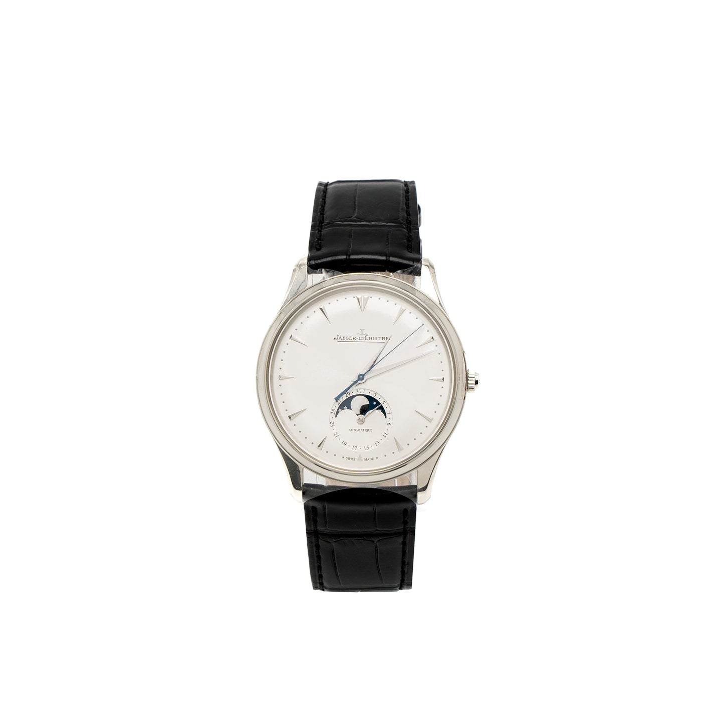 Jaeger Lecoultre Master Ultra Thin Moon Stainless Steel Alligator Strap Ref:Q1368420